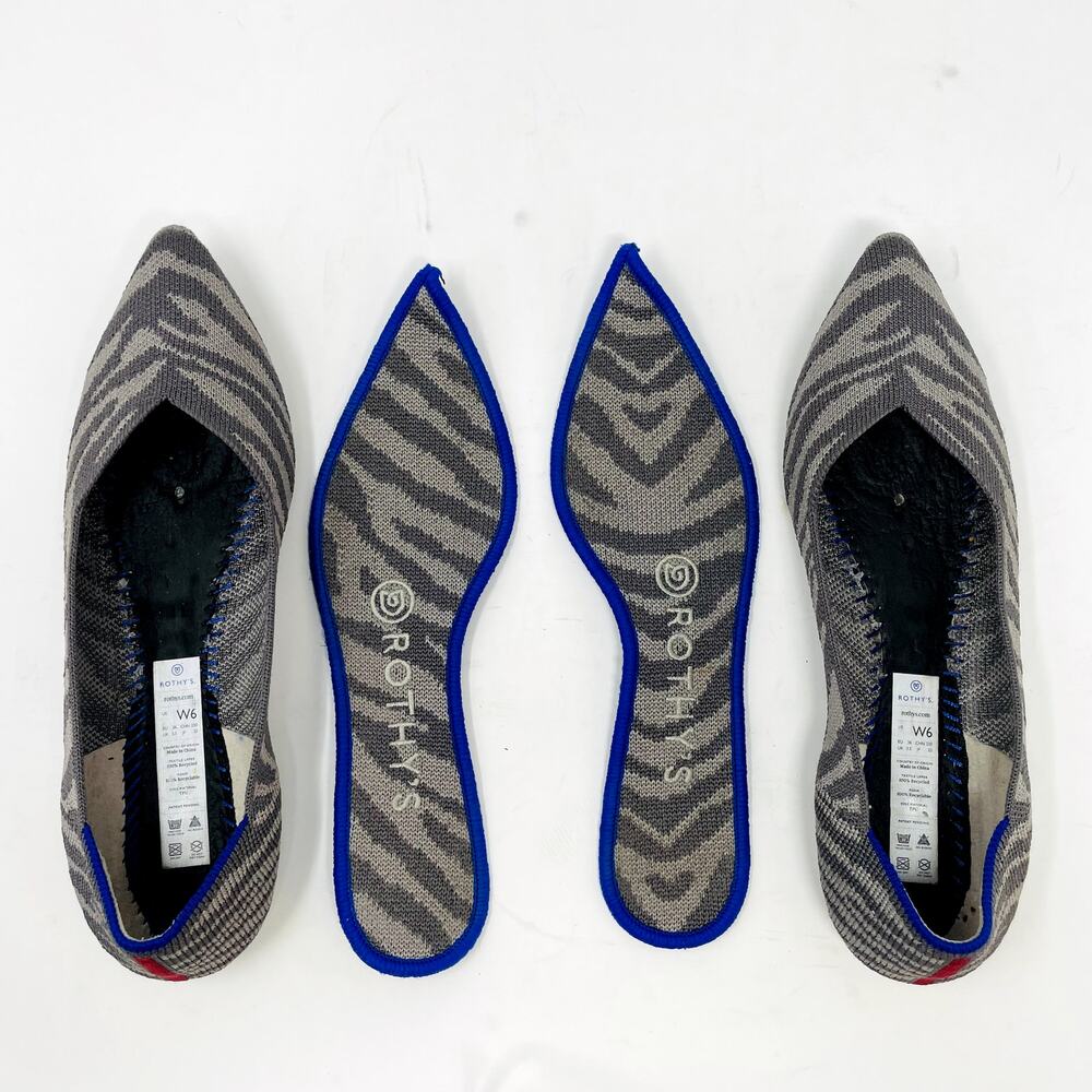 Rothy's The Point Grey Zebra Stripe Size 6 Slip O… - image 7